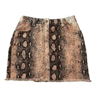 Pink snakeskin denim mini skirt size small